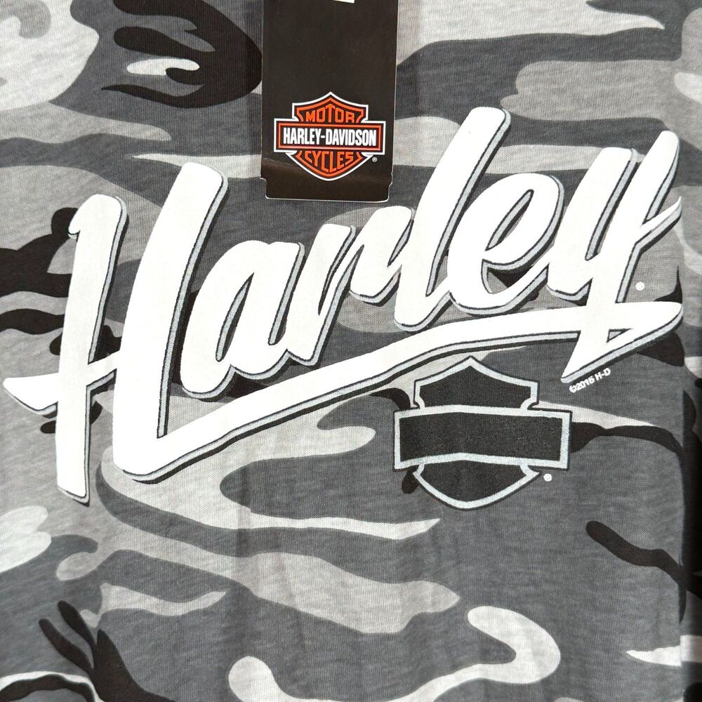 Harley Davidson Shirt 1X NEW Top Black Gray Camo Long Sleeve Big Moose H-D NWT - Picture 3 of 8